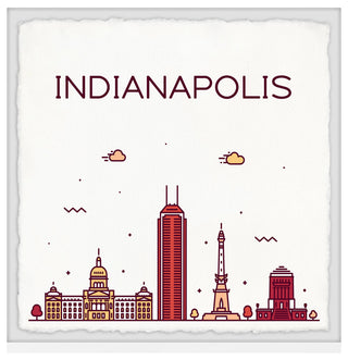 "Indianapolis Landmarks" Framed Painting Print, 18x18