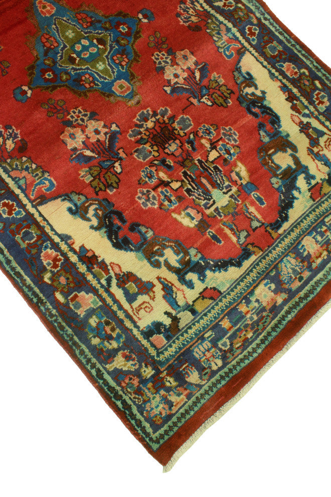 Fine Vintage Distressed Kyleigh Red/Blue Runner, 3'7x10'11