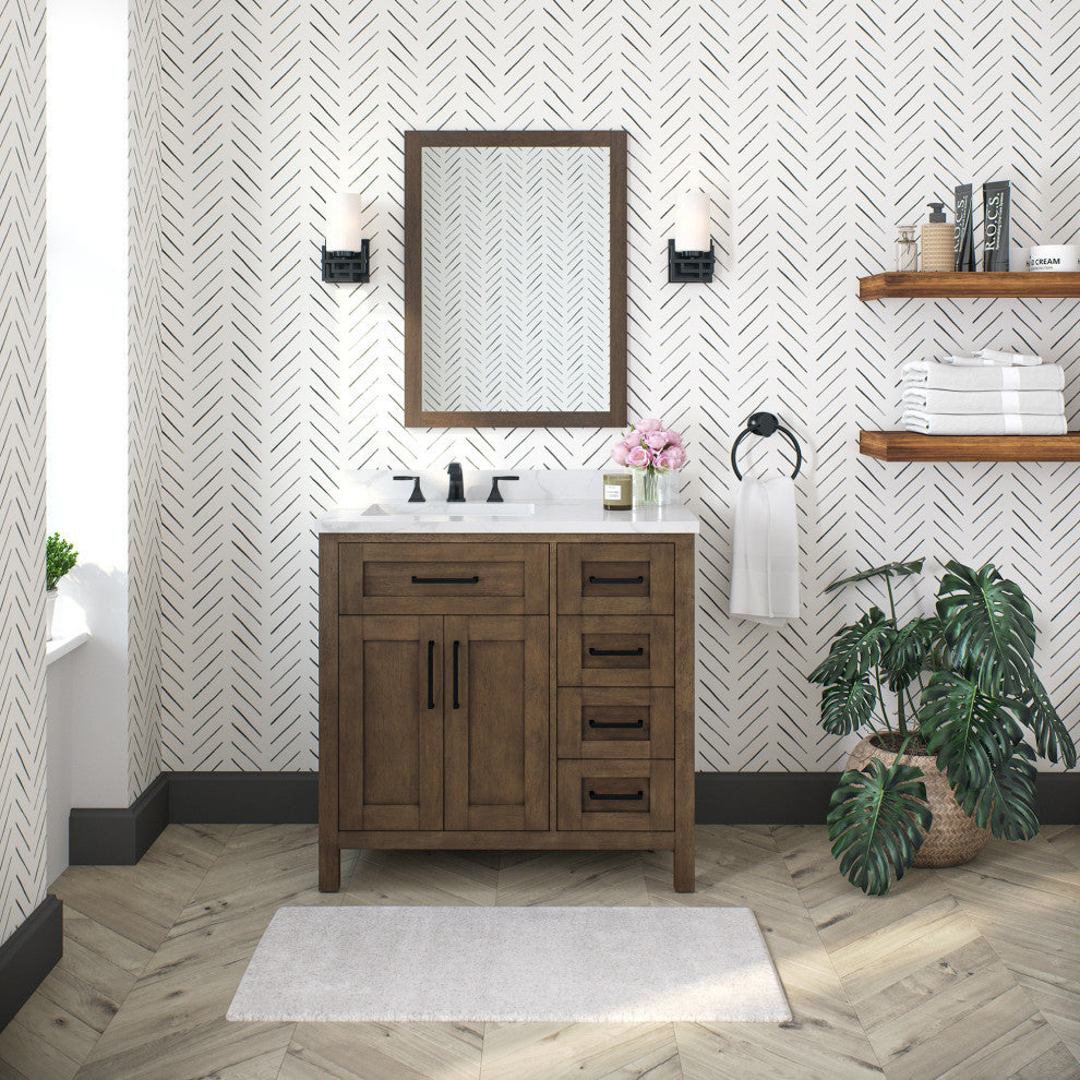 OVE Decors Tahoe Vanity With Mirror, Almond Latte, 36"