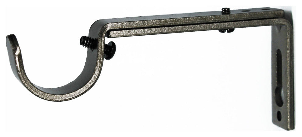 Linen Avenue End Cap Single Curtain Rod Set,66 to 120-Inch,Antique Silver