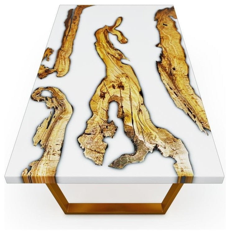 Rectangular Olive Wood Coffee Table, 47" x 23.5" (120cm x 60cm), Opaque White