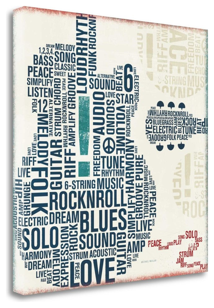 "Type Guitar Square II" By Michael Mullan, Giclee Print on Gallery Wrap Canvas