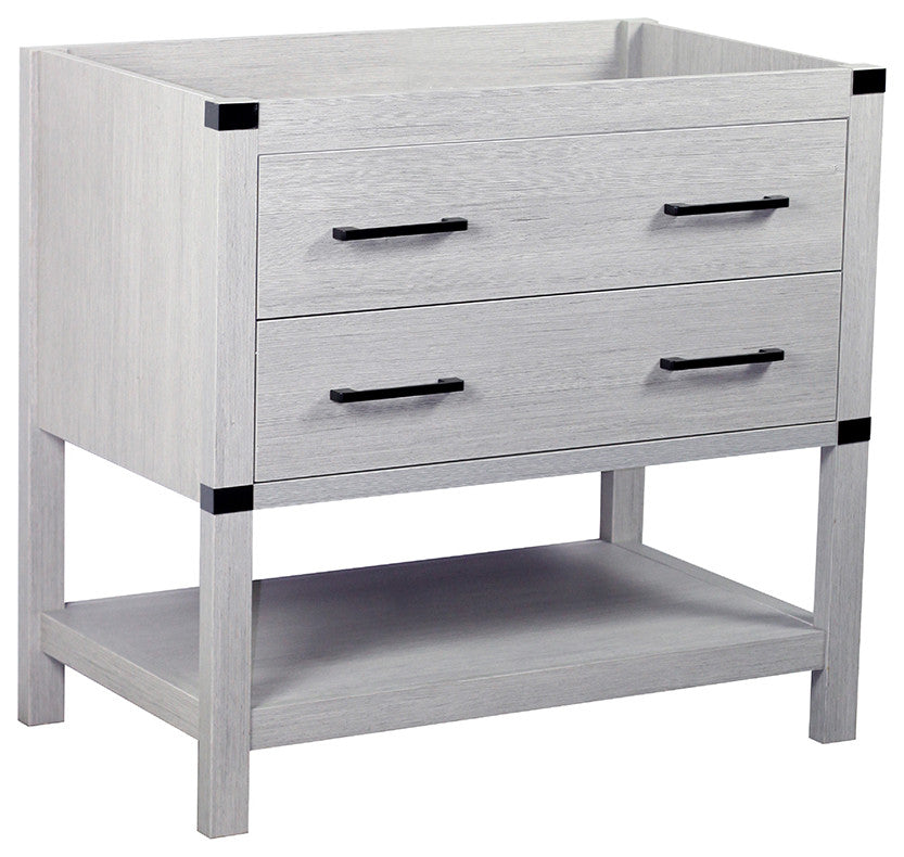 37" Single Vanity, Gray Pine Finish Top With Engineered Stone Top and Oval Sink