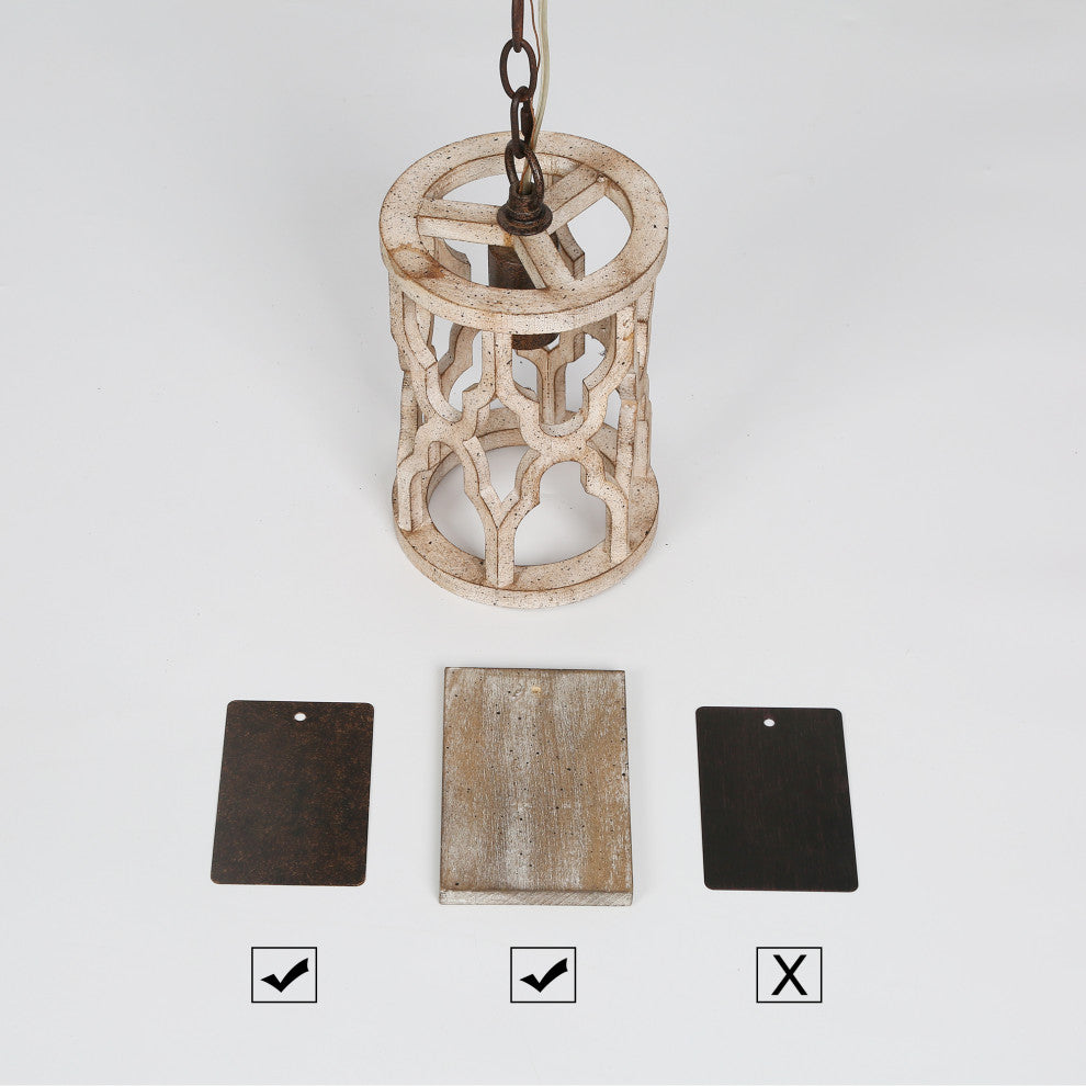 LNC Farmhouse Bronze Distressed Wood Cylinder Chandelier, 6.1" Width