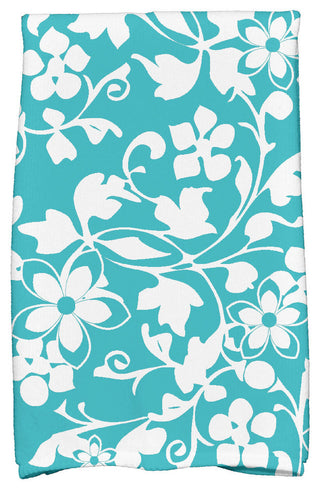 18"x30" Evelyn Floral Print Kitchen Towel, Blue