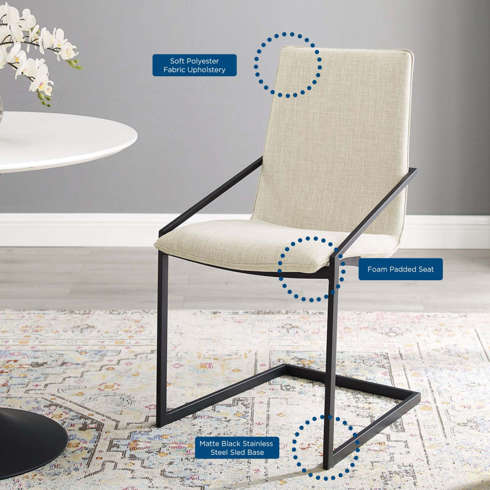 Pitch Upholstered Fabric Dining Armchair, Black Beige