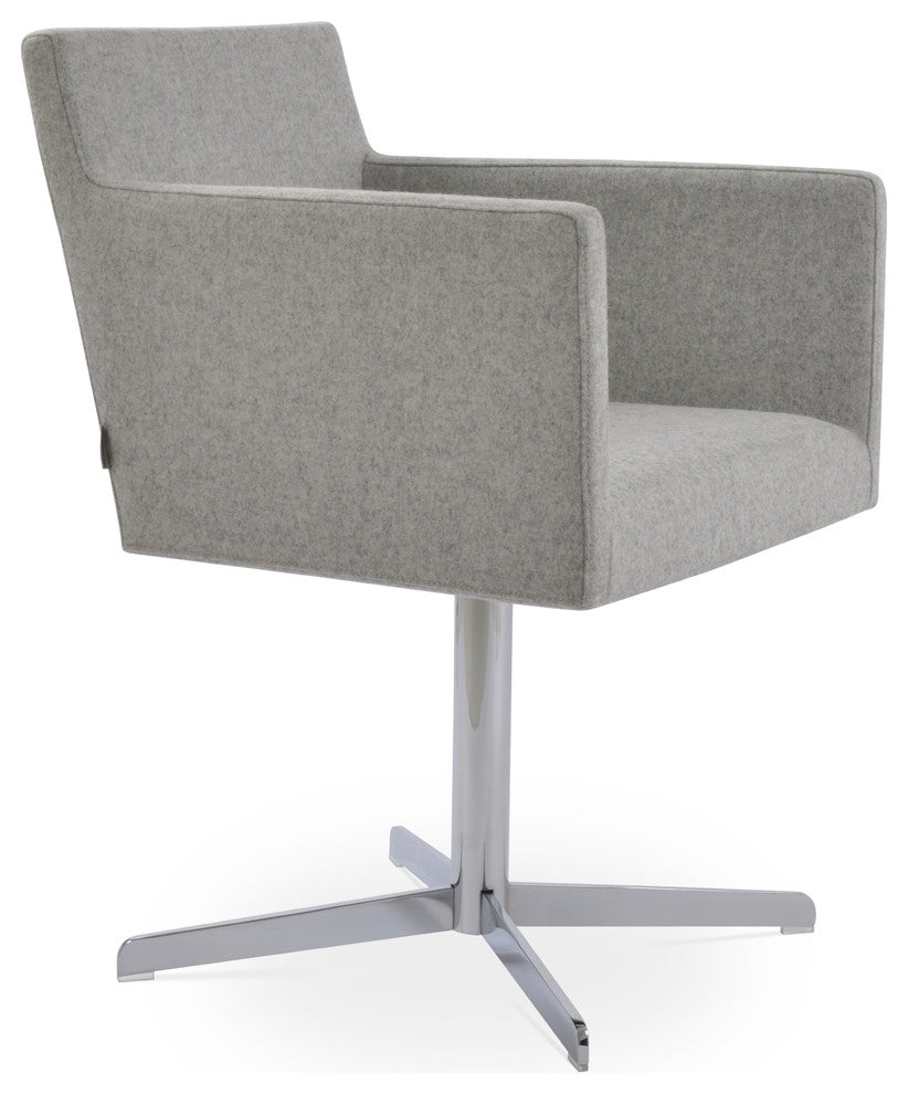Harput 4 Star Chair, Chrome Base, Silver Camira Wool