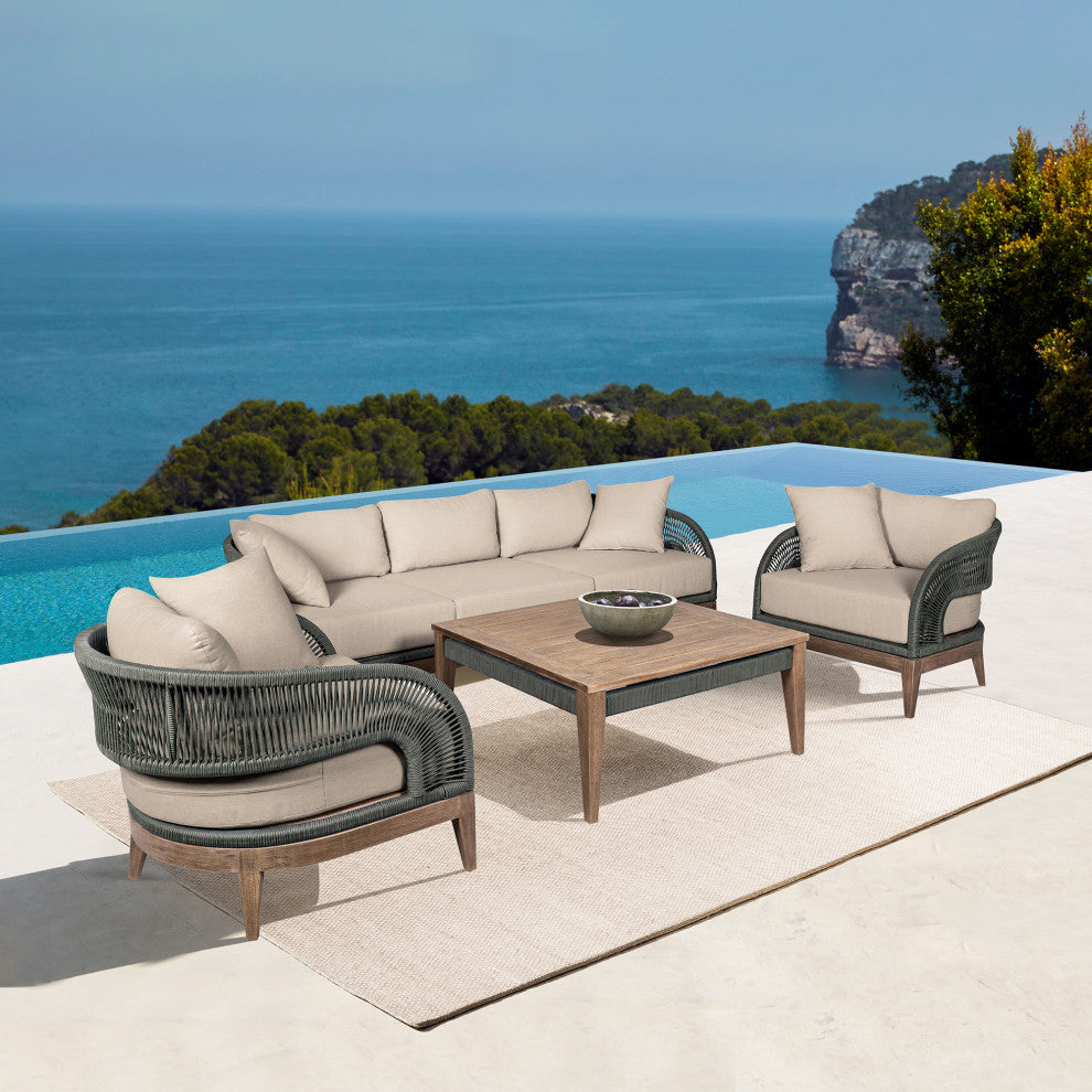 Orbit Outdoor Patio 4-Piece Conversation Set Taupe Olefin Cushions
