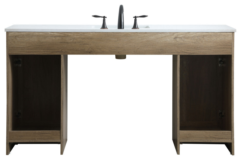 60" ADA Compliant Bathroom Vanity, Natural Oak