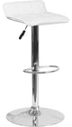 Estella Luna Low-Back White Vinyl Swivel Adjustable Barstool