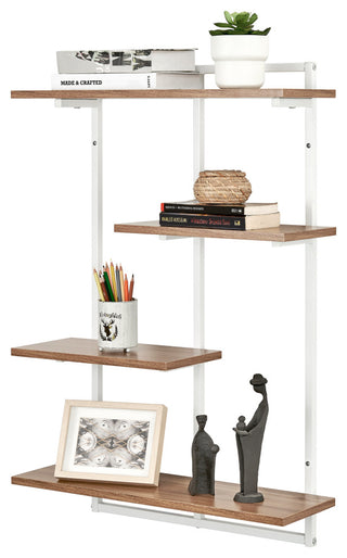 Rhodes 4 Tier Modern Floating Windowsill Shelf With, White/Light Walnut