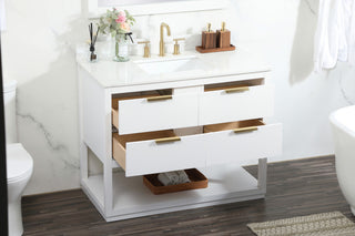 42" Single Bathroom Vanity, White, With Backsplash