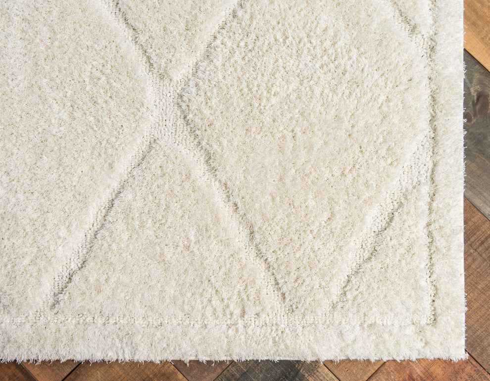 Unique Loom Ivory Diamond Trellis Shag 5'x8' Area Rug