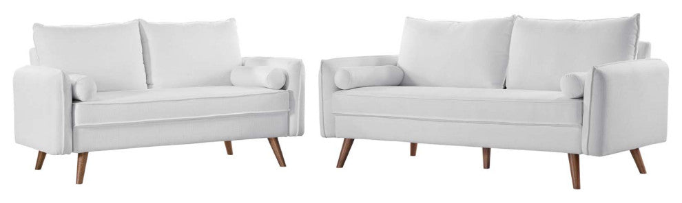 Loveseat and Sofa Set, Fabric, White, Modern, Living Lounge Hotel Hospitality