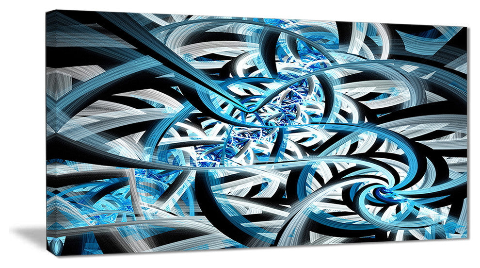 "Blue Spiral Fractal Design" Abstract Digital Wall Artwork, 32"x16"