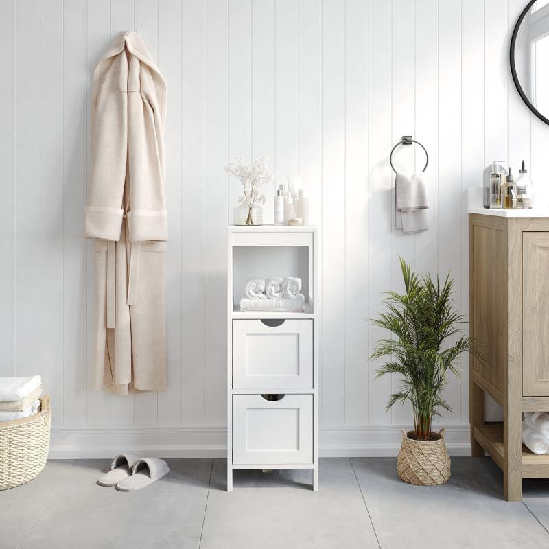 Dune Farmhouse Bathroom Storage Organizer, White