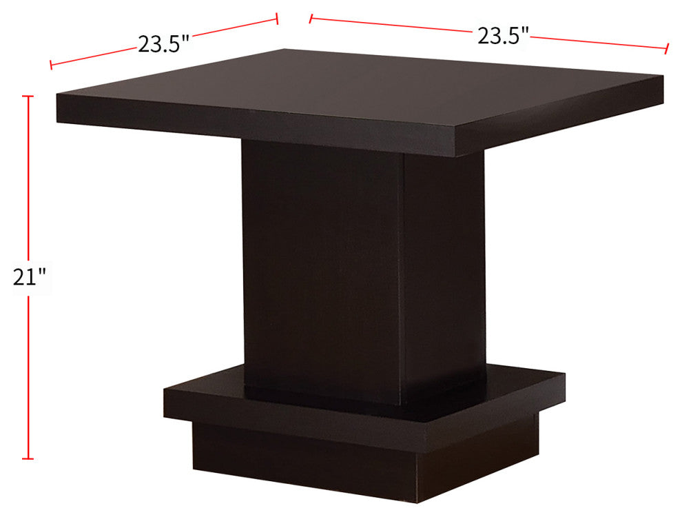 Pedestal Square End Table, Cappuccino
