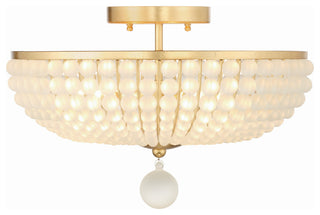 Bella 4-Light Antique Gold Ceiling Mount, Frosted Glass Beads