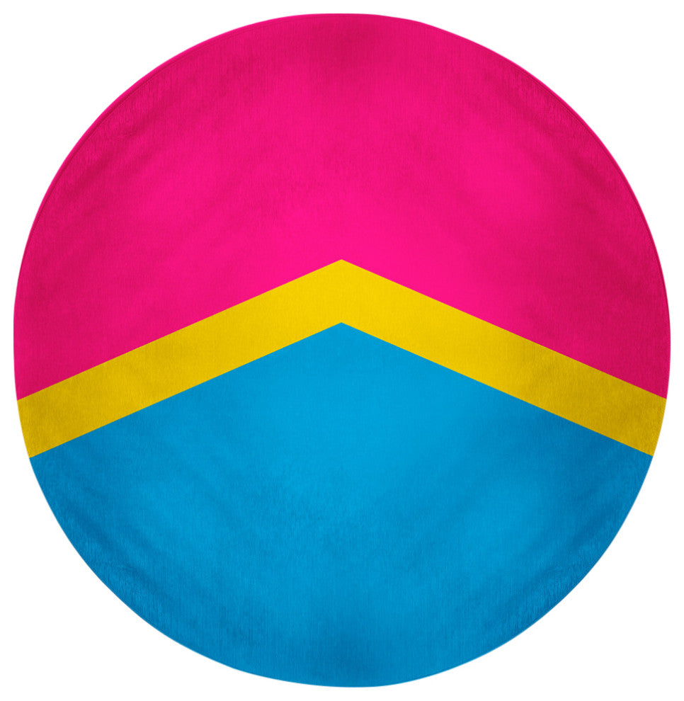 Pansexual Chevron Chenille Rug, Pansexual Chevron, 5' Round