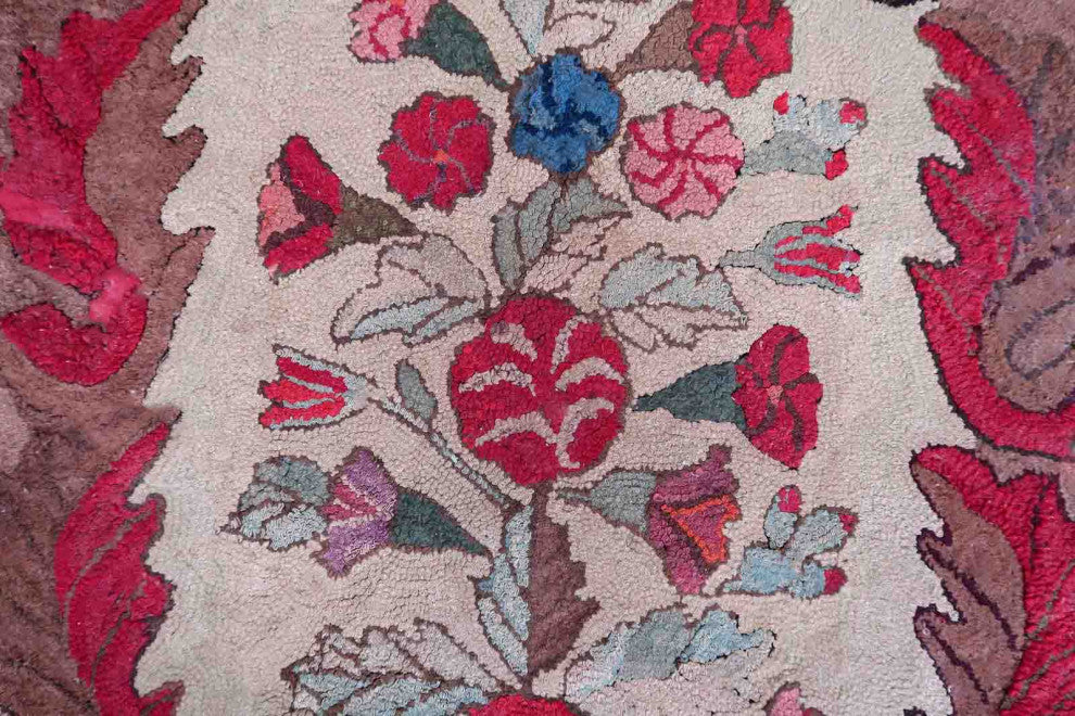 Handmade Antique American Hooked Rug 2.8'x5.5', 86cmx170cm, 1880s