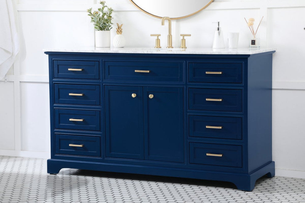 Amber Single Bathroom Vanity, Blue, Blue, 60"