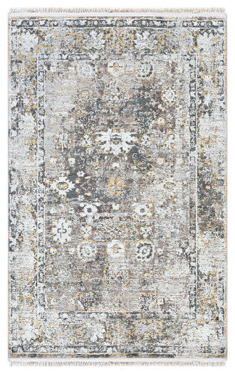 Surya Solar SOR-2308 12'x15' Rug, Taupe/Gray/Bright Yellow/White/Light Gray