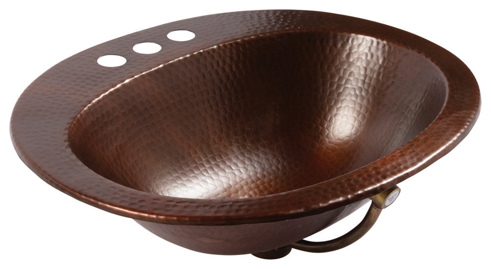 Seville Aged Copper 20" Oval Drop-In Bath Sink with Ashfield Faucet Kit