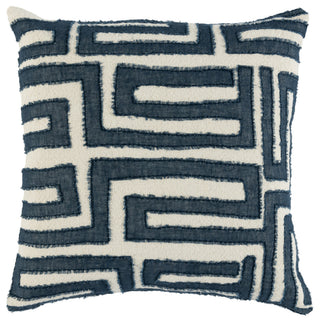 Mia Knitted 22" x 22" Throw Pillow, Blue Ivory