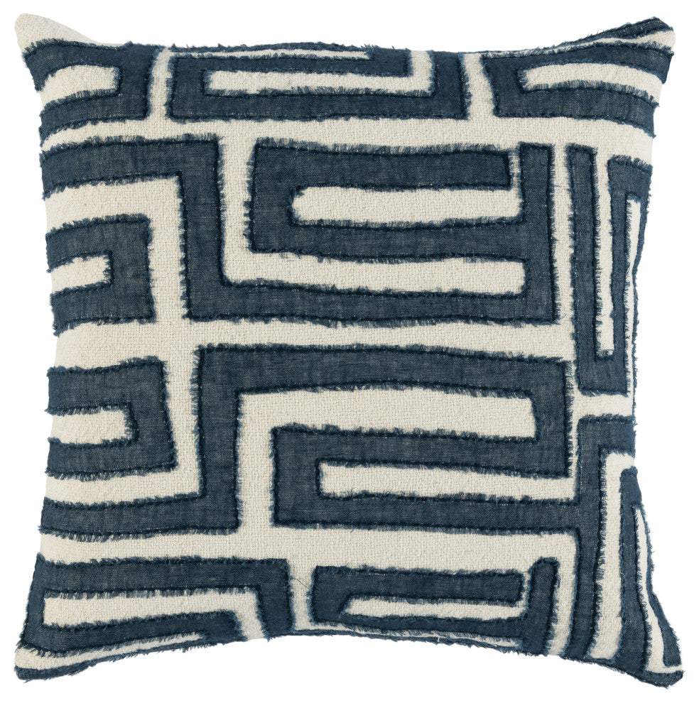 Mia Knitted 22" x 22" Throw Pillow, Blue Ivory