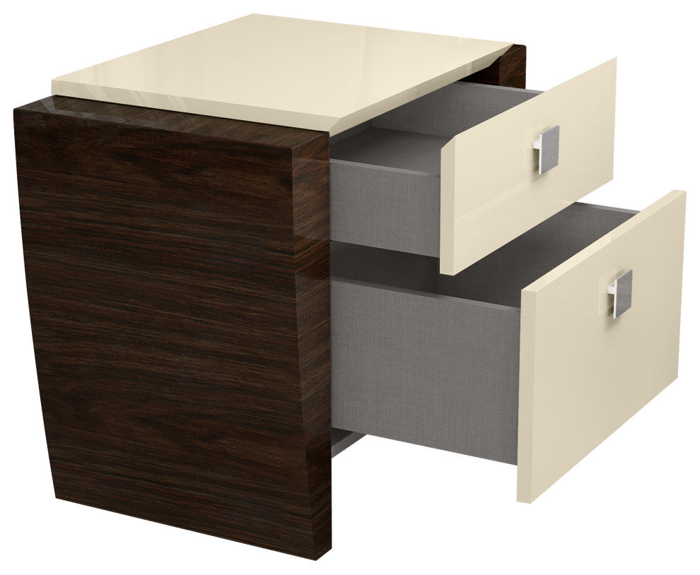Erica Wood Nightstand, Hi Gloss Finish