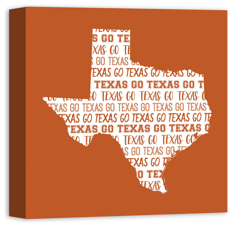 Orange Texas Go Team 16x16 Canvas Wall Art