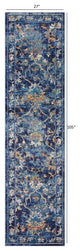 2??x 9??Blue and Gold Jacobean Runner Rug