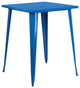 31.5" Square Blue Metal Indoor-Outdoor Bar Height Table