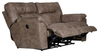 Catnapper Thompson Power Reclining Loveseat in Brown Polyester Fabric