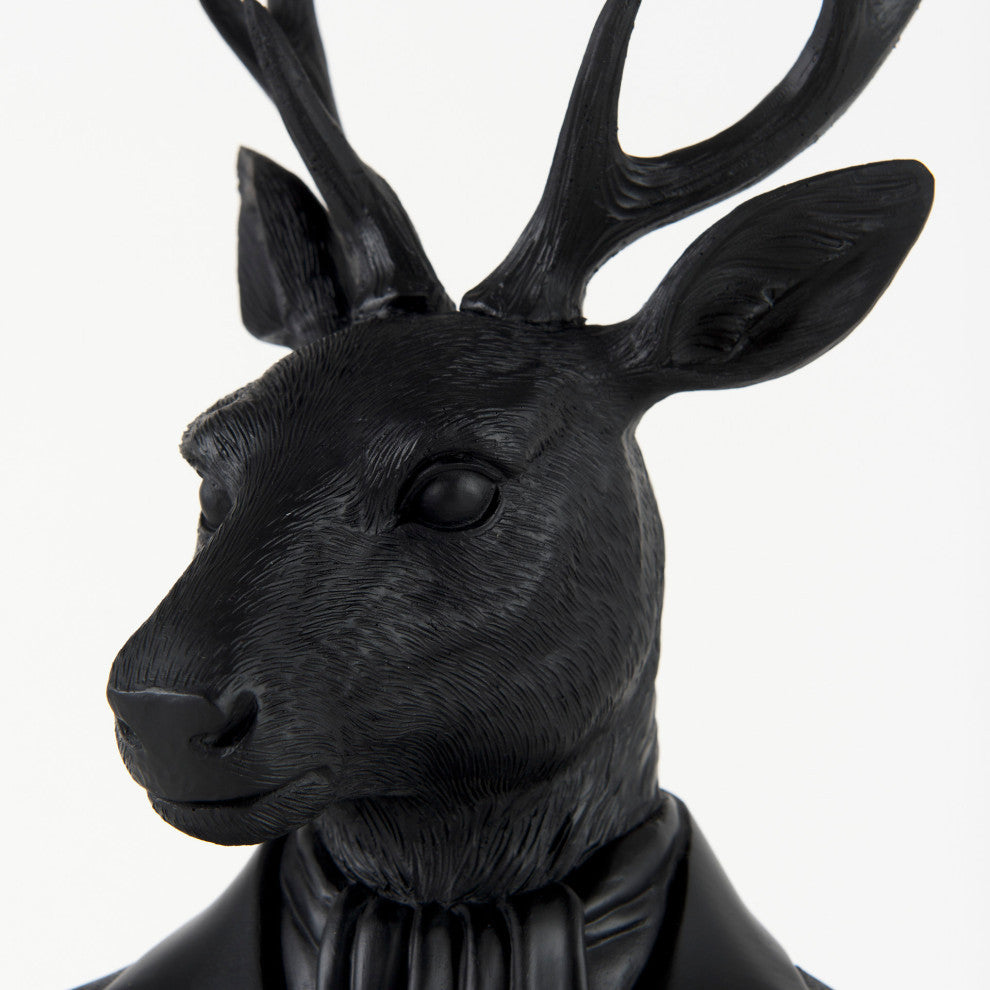 Mozart Black Painted Resin Deer Bust
