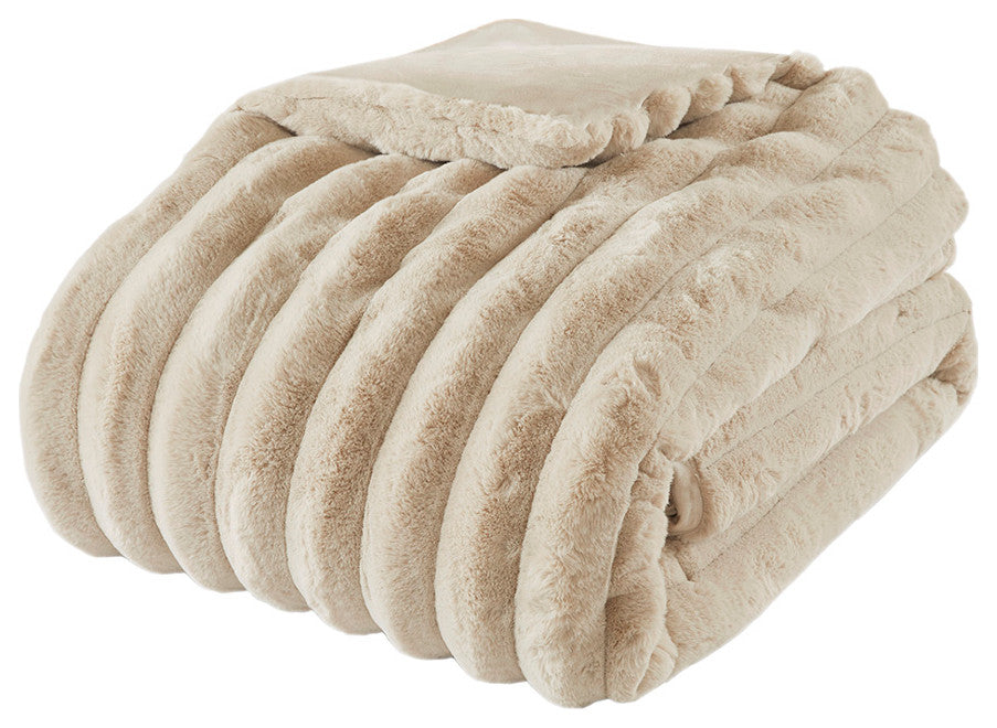 Madison Park Jasmine Ultrasoft Faux Fur Ribbed Comforter Set