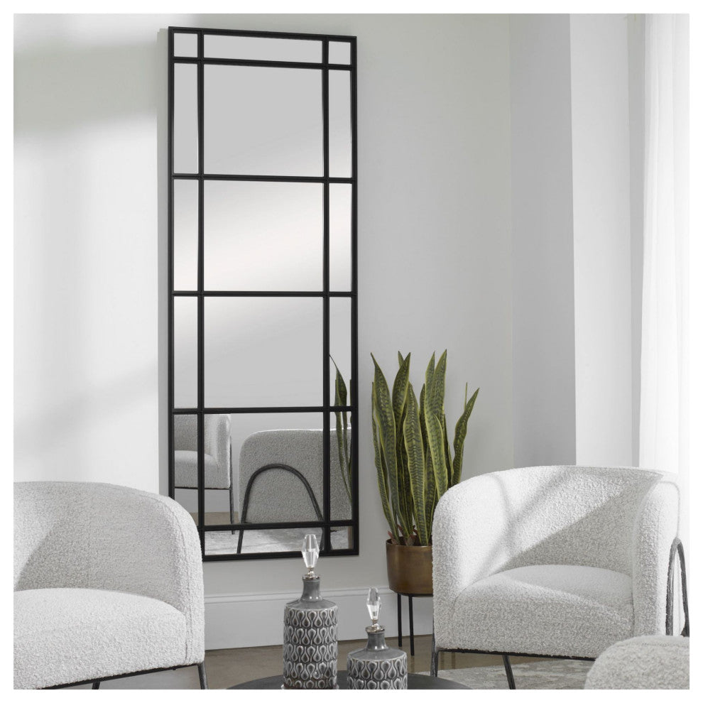 Uttermost 09743 Atticus 29" W x 79" H Rectangular Framed Bathroom - Satin Black