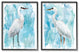 Nautical Crane Pair White Beach Birds Blue Sky,11 x 14