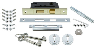 Classic Rosette Interior Mortise Waldorf Door Knob, Bright Chrome