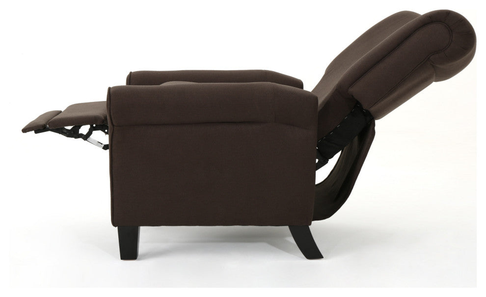 GDF Studio Thelma Traditional Fabric Recliner, Coffee