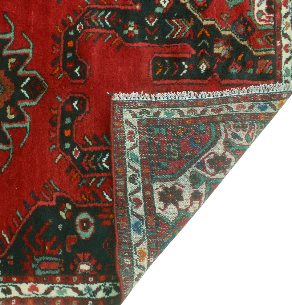 Fine Vintage Distressed Hengameh Red/Ivory Runner, 3'5x10'2