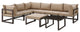 Modway Fortuna 8 Piece Outdoor Patio Sectional Sofa Set, Brown Mocha