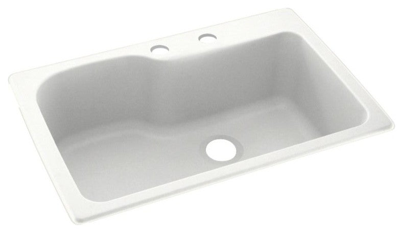 Swan 33x22x10 Solid Surface Kitchen Sink, 2-Hole, Tahiti White