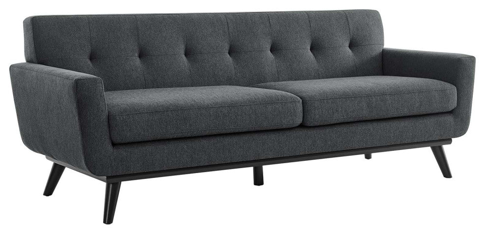 Engage Herringbone Fabric Sofa, Charcoal