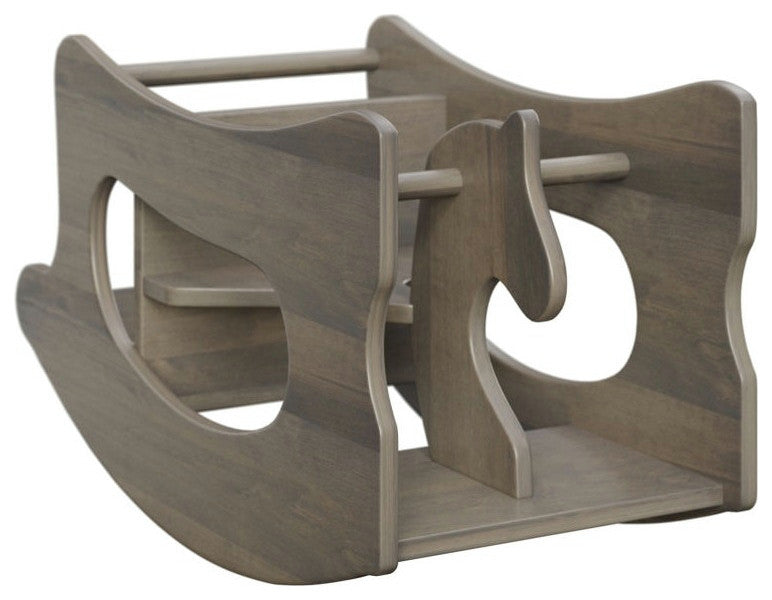 Amish Made Oak 3-in-1 Rocker, High Chair, and Desk, Driftwood Stain