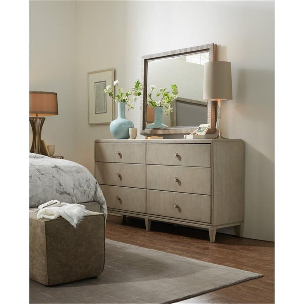 Catania Modern / Contemporary Six-Drawer Dresser in Silver Finish