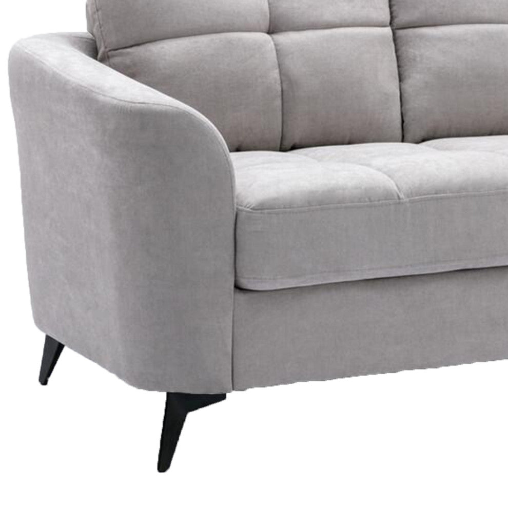 Benzara BM287964 Odin 60" Modern Loveseat, Tufted Cushions, Light Gray