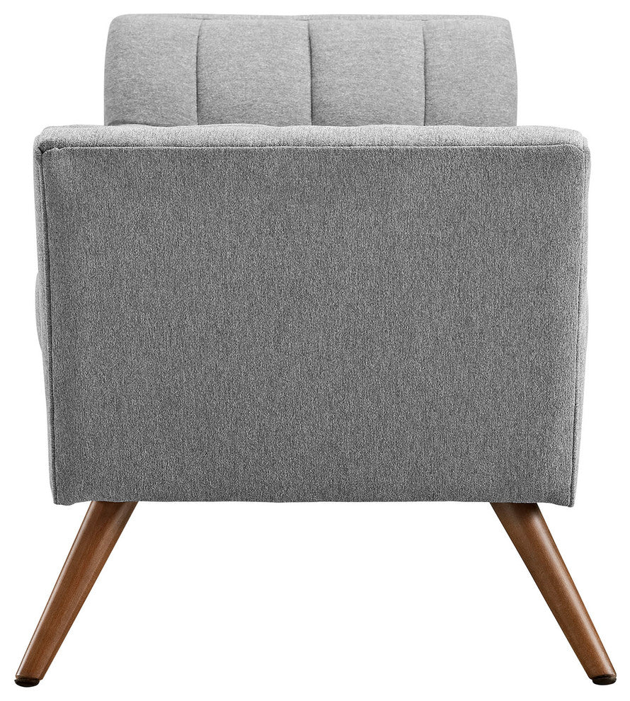 Modern Contemporary Medium Fabric Bench, Gray, Fabric