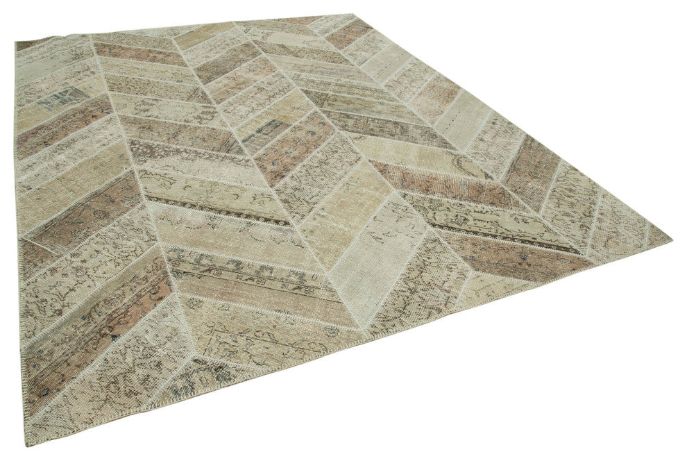 Rug N Carpet - Handmade Turkish 8' 2" x 10' 3" Wool Patchwork Area Rug