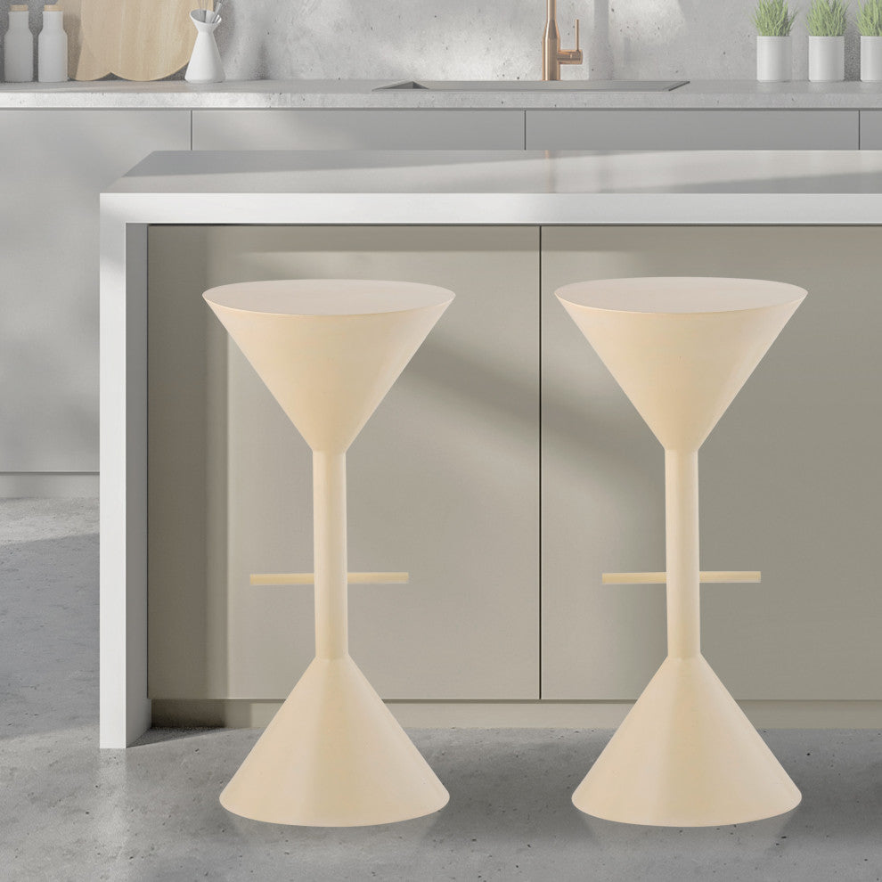 Chronos 29.75" Modern Iron Hourglass Backless Bar Stool With Foot Rest, Brown